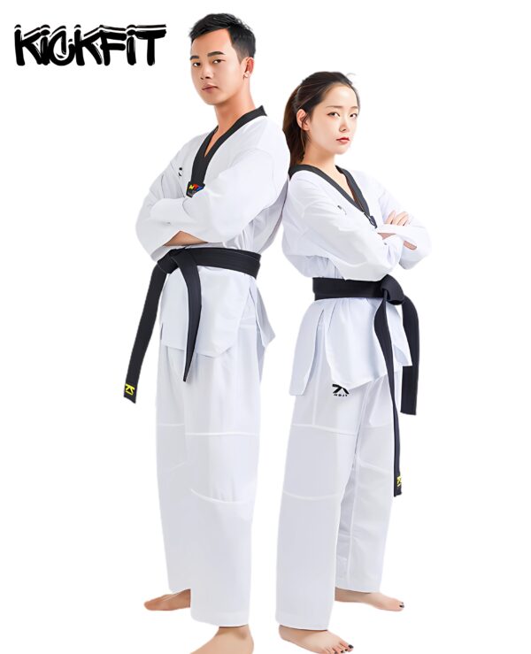 Kickfit "Fighter" Kyorugi Ultra Light Uniform (Black V-Neck)
