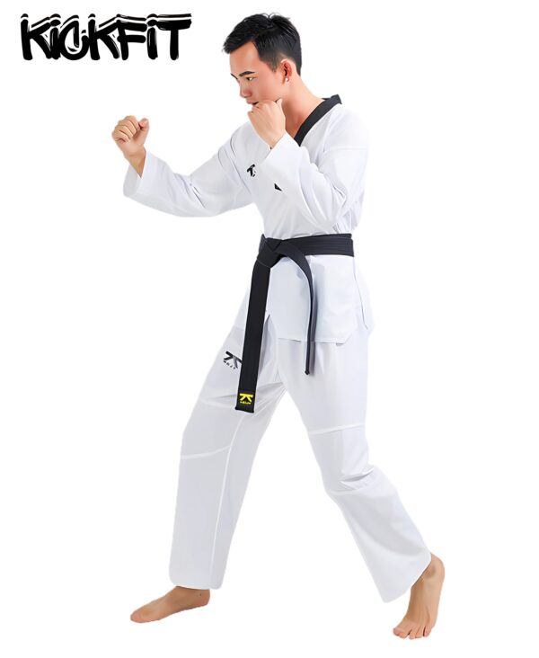 Kickfit "Fighter" Kyorugi Ultra Light Uniform (Black V-Neck) - Image 4