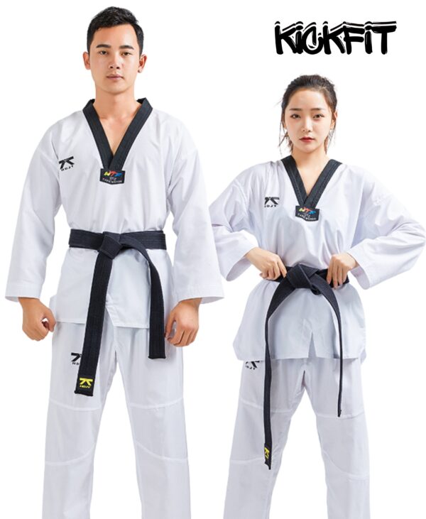 Kickfit "Fighter" Kyorugi Ultra Light Uniform (Black V-Neck) - Image 2