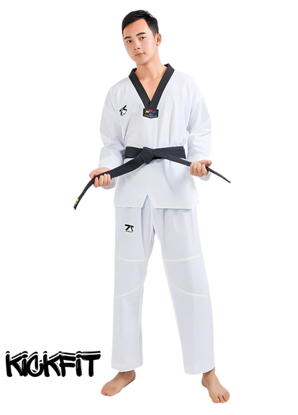 Kickfit "Fighter" Kyorugi Ultra Light Uniform (Black V-Neck) - Image 11