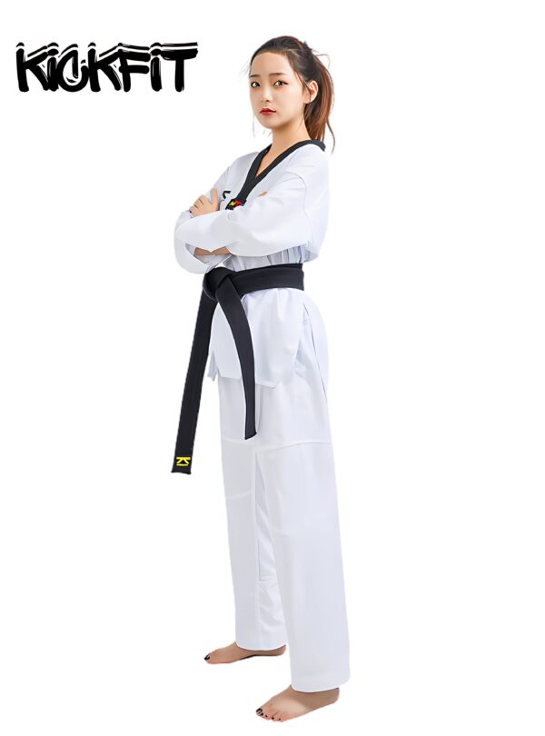 Kickfit "Fighter" Kyorugi Ultra Light Uniform (Black V-Neck) - Image 6